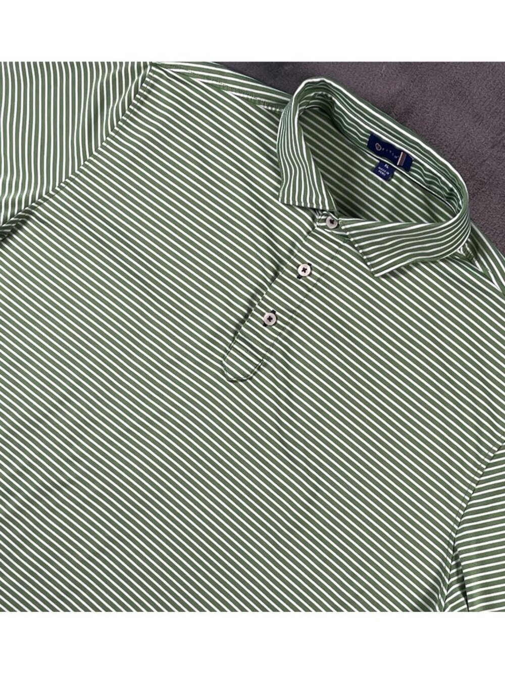 Stitch Golf Polo Shirt Men's XL Green White Striped Performance Stretch Logo